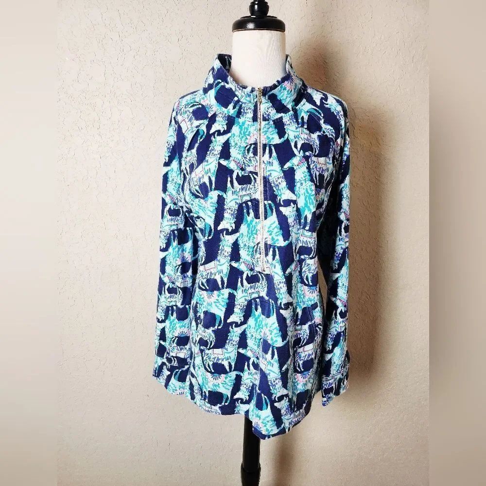 Lilly Pulitzer Llama Quarter Zip Pullover Sweater Size XL
